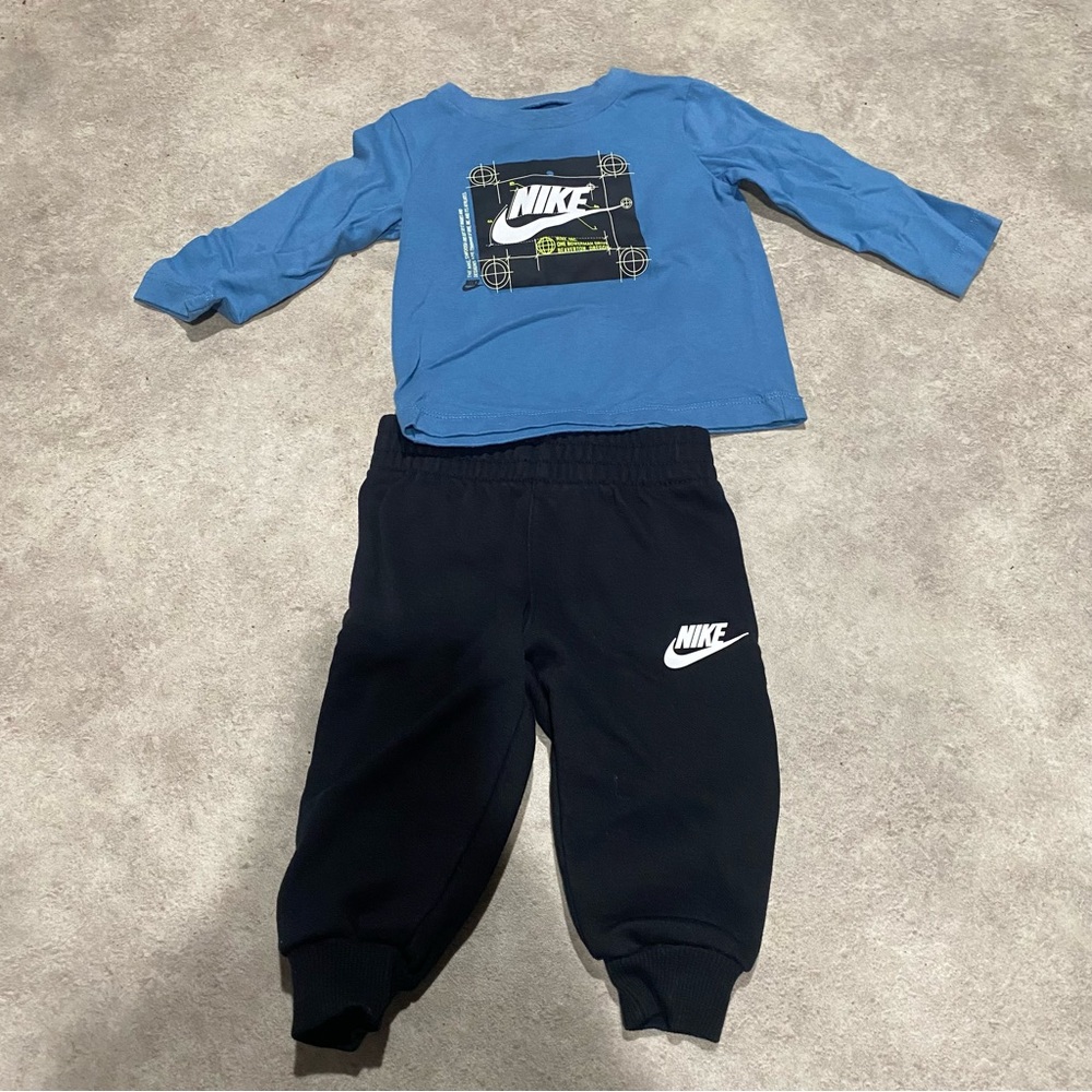 Nike Kids Blue Top and Black Joggers Set sz 12m